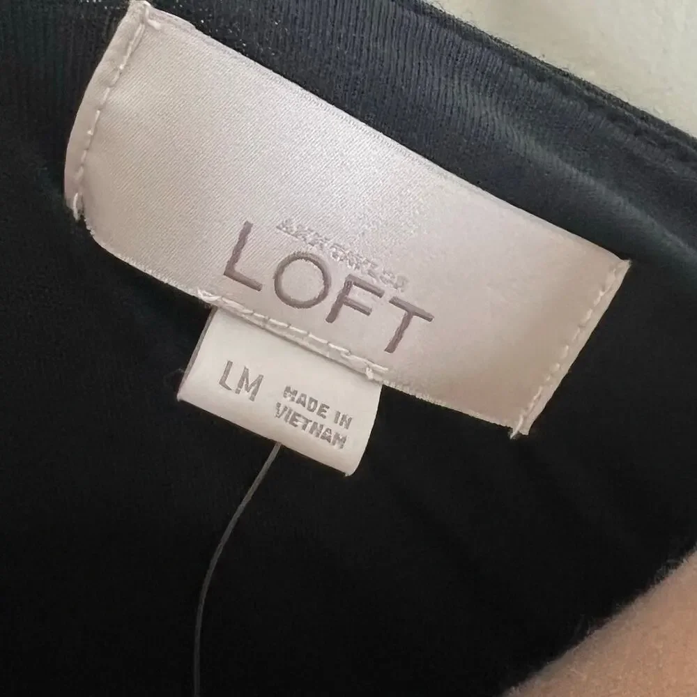 Loft Ann Taylor Dress Large Maternity Women Black Drape Ruched V-Neck Versatile - Picture 6 of 9